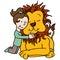 Girl hugging lion