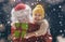 Girl hugging Santa