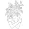 The girl hugs herself, covering her breasts with flowers instead of her head. Minimalism style