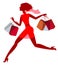 A girl hurries shopping on sale
