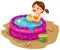Girl in inflatable pool