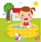 A girl in inflatable pool