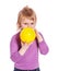 Girl inflating balloon