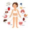 Girl internal organs. Female human internal organs on girl body infographic diagram for childrens education