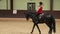 Girl jockey riding a black horse
