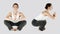 Girl in joga pose establish equilibrium