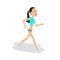 Girl jogging. The young girl engaged in fitness. Cartoon character .