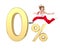 Girl jumping above gold 3d zero percent sign