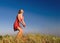 Girl jumping on a dune-3