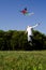 Girl jumping with Kite