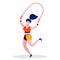 Girl Jumping Skipping Rope Flat Color Illustration