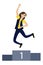 The girl jumps joyful. The girl won the first prize. Success. Isolated vector illustration