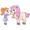 A girl keeps her favorite pony, doodle icon image kawaii
