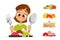 Girl kid child holding spoon and fork eating meal dish