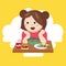 Girl kids child cute happy eating food