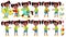 Girl Kindergarten Kid Poses Set Vector. Black. Afro American. Emotional Character Playing. Having Fun On Playground. For
