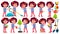 Girl Kindergarten Kid Poses Set Vector. Preschool. Young Person. Cheerful. For Web, Brochure, Poster Design. Isolated