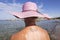 Girl on the La Licciola beach in Sardinia