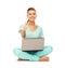 Girl with laptop showing thumbs up