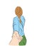 Girl leads the guy`s hand. take my hand. vector illustration.