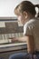 Girl Learning Keyboard On Computer At Home