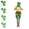 Girl leprechaun dressed as St. Patrick with pot