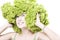 Girl with lettuce hairdo