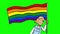 Girl with LGBT flag isolated on green cartoon animation