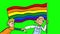 Girl with LGBT flag leads friend to a meeting isolated on green cartoon animation