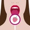 Girl licks a lollipop. Flat style. Vector illustration.