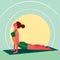 Girl lies in Yoga Cobra Pose or Bhujangasana