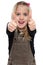 Girl little child kid smiling young success thumbs up isolated o