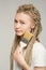 Girl with long dreadlocks holds brush in her hands,  beginning of repair, repair problems on self-isolation, do it yourself repair