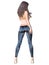 Girl with long hair in stretch jeans and top