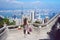 Girl look at Hong Kong buildings panorama from Victoria Peak par