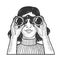 Girl looking through binoculars sketch vector