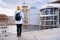 Girl looking at Reichstag building and German