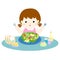 Girl love eating fresh vegetable illustration