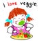 Girl love eating vegetable illustration