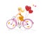 Girl in love goes by bicycle