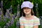 Girl in Lupin field