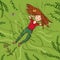 Girl lying on grass summer illustration