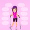 Girl make Nordic walking