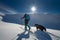 Girl makes ski mountaineering with his dog