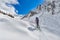 Girl makes ski mountaineering uphill alone