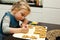 Girl making gingerbread cookies for Christmas