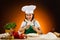 Girl making pizza dough