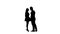 Girl and man are arguing, they have a scandal. Silhouette. White background. Slow motion