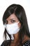 Girl with mask against swine flu.