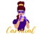 Girl in a mask and dress, carnival, clipart